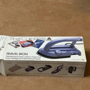 Vintage Post Card Travel Iron In Box Working Condition